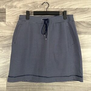 Chico's Zinergy Skort Womens 1 (8/10) White Blue Striped Golf Tennis Drawstrings